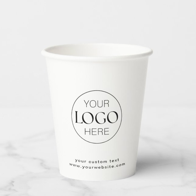 Business Logo Branded Modern Simple Clean Paper Cups (Front)