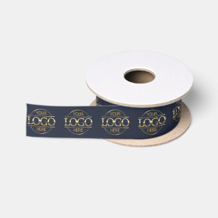 Business Logo Branded Professional Custom Blue Satin Ribbon