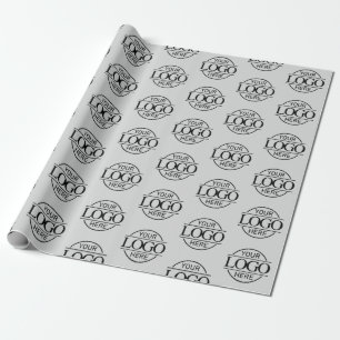 Business Logo Branded Promotional Light Gray Wrapping Paper
