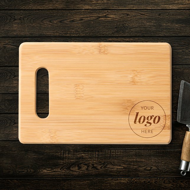 Business Logo Branded Real Estate Etched Wooden Engraved Cutting Board (Simple business logo branded wooden chopping board, perfect to use as a corporate gift)