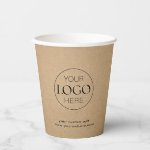 Business Logo Branded Rustic Kraft Coffee Paper Cups
