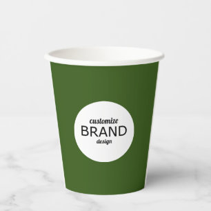 Business Logo Branding Minimalist Dark Green Paper Cups