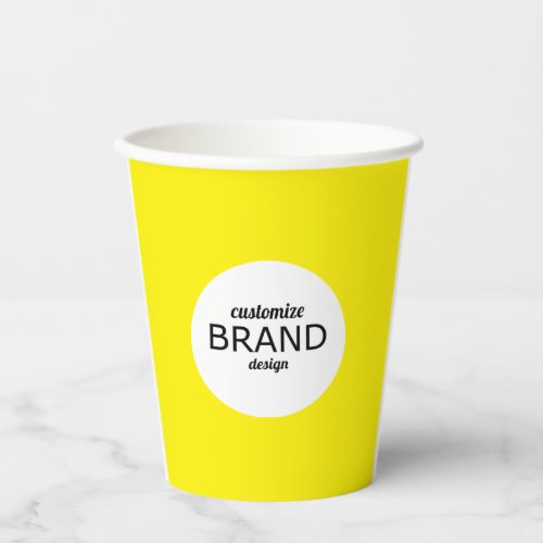 Business Logo Branding Minimalist Yellow Paper Cups