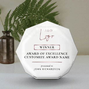 Business Logo Bronze Rose Gold Corporate Employee Acrylic Award