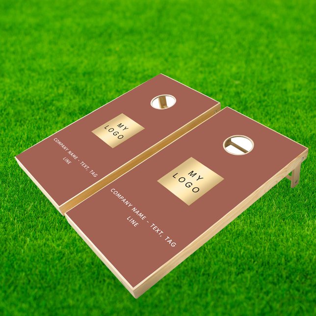Business logo brown text minimalist cornhole set (Creator Uploaded)