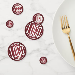 Business Logo Brushed Burgundy Company Party Table Confetti