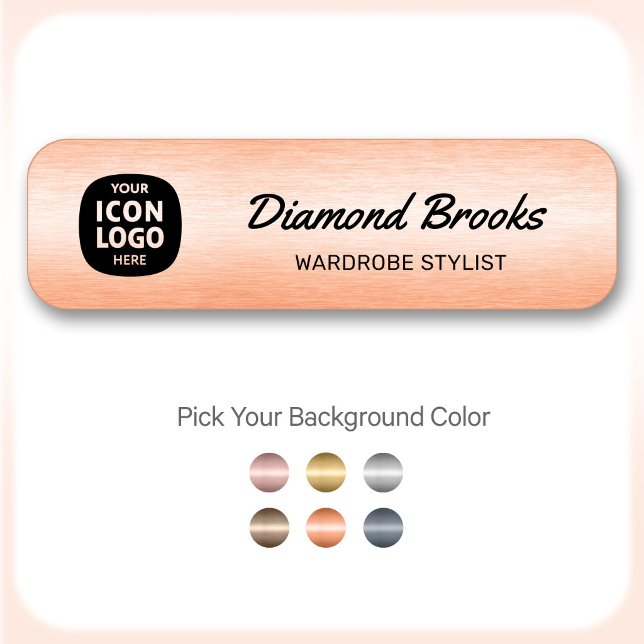 Business Logo Brushed Copper Professional ID  Name Tag (Creator Uploaded)