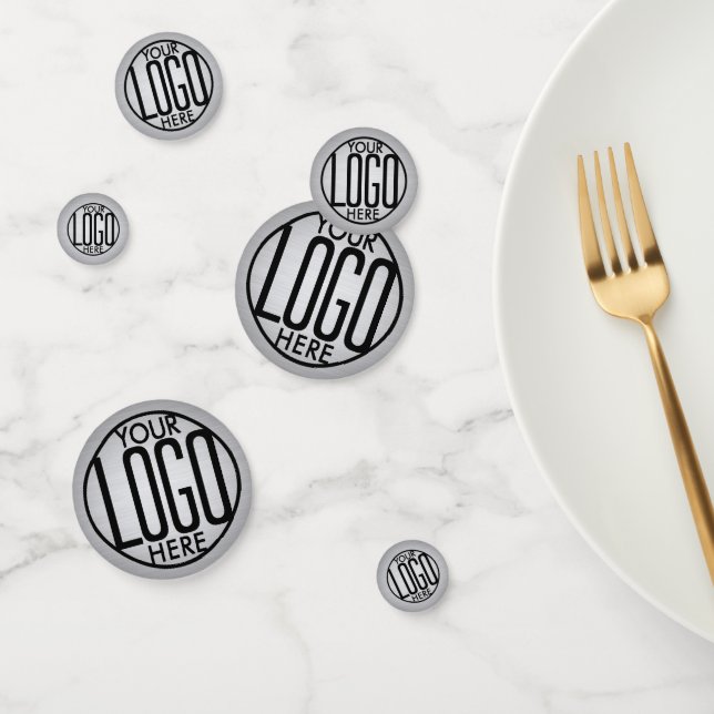 Business Logo Brushed Gray Company Party Table Confetti (Group)