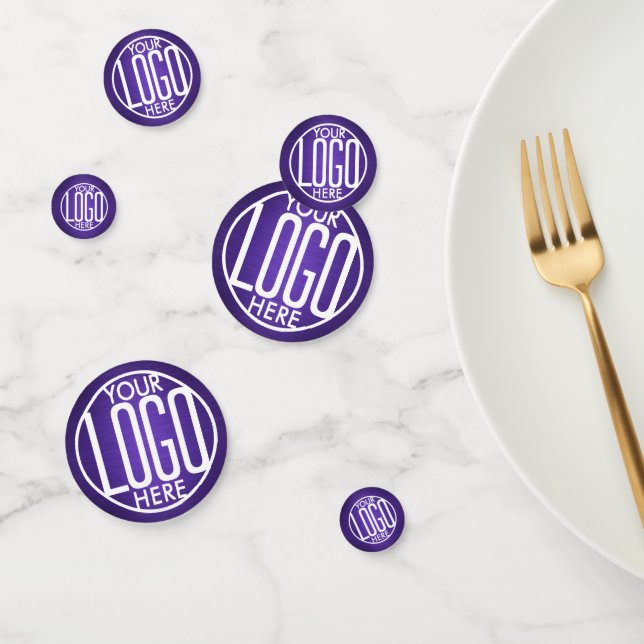 Business Logo Brushed Purple Company Party Table Confetti (Group)