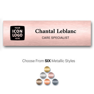 Business Logo Brushed Rose Gold Professional ID Name Tag
