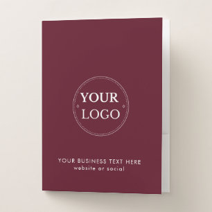 Business Logo Burgundy Corporate Modern Minimalist Pocket Folder