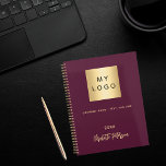 Business logo burgundy elegant monogram 2024 planner<br><div class="desc">A trendy burgundy colored background.  Personalize and add your business,  company logo,  a text,  year and personal name.  Golden letters.  If you want it without text,  use your back-space key to delete.
Add your own website address on the back.</div>