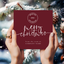 Business Logo Burgundy Merry Christmas Square