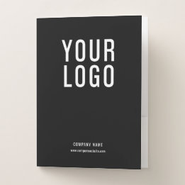 Business Logo Card Slot Black Pocket Folder