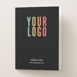 Business Logo Card Slot Black Pocket Folder