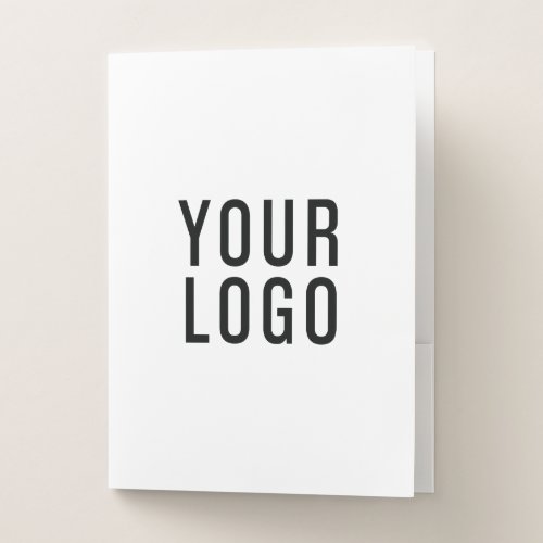 Business Logo Card Slot Minimal White Pocket Folder