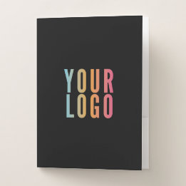 Business Logo Card Slot Modern Black and White Pocket Folder