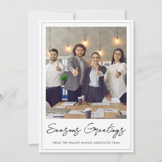 Business Logo Christmas Corporate Team Photo  Holiday Card (Front)