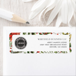 Business Logo Christmas Greenery Return Address Label