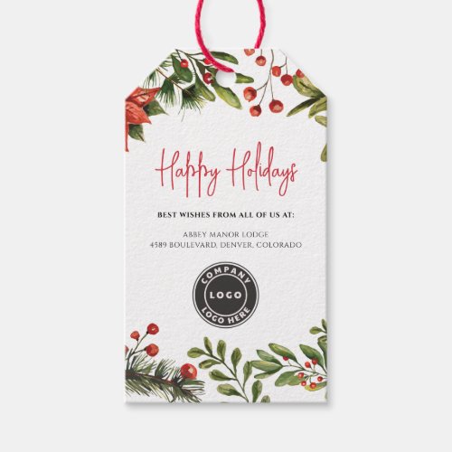 Business Logo Christmas Holidays Corporate Gift Tags