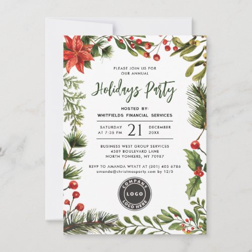 Business Logo Christmas Holidays Employees Party Invitation