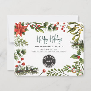 Business Logo Christmas Holidays Greenery Holiday Card