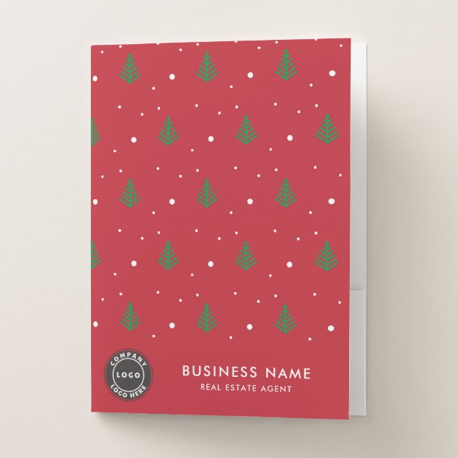 Business Logo Christmas Holidays Office Pocket Folder (Front)