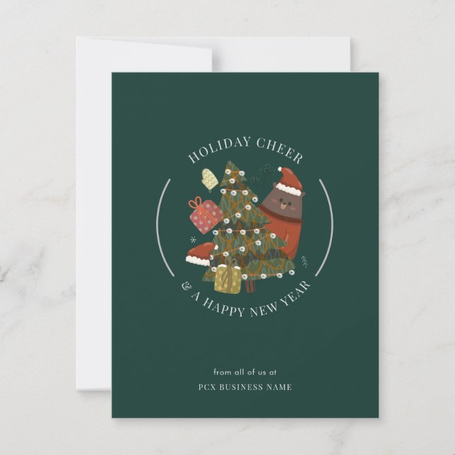 Business Logo Christmas Modern Whimsical Corporate Note Card (Front)