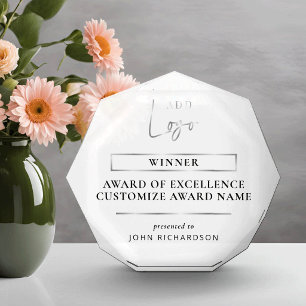 Business Logo Chrome Silver Corporate Employee Acrylic Award