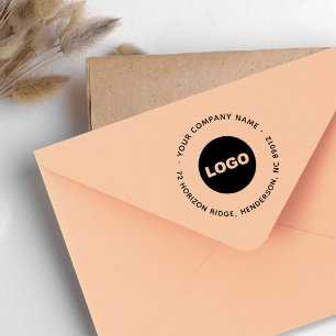 Business Logo Circle Return Address Office Rubber Stamp