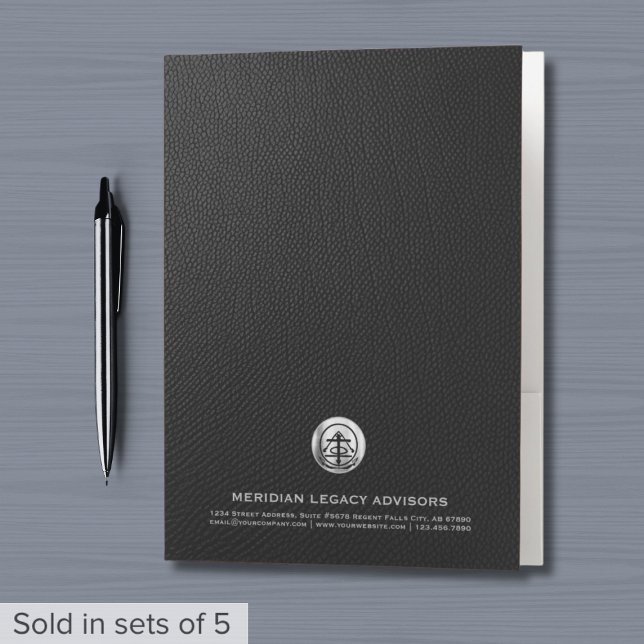 Business Logo Classic Professional Black Pocket Folder (Creator Uploaded)