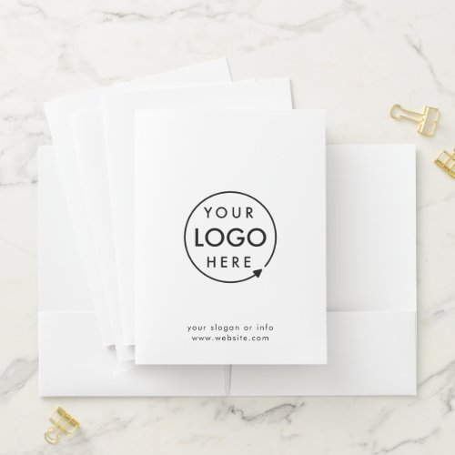 Business Logo  Clean Simple Minimalist White Pocket Folder