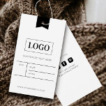 Business Logo Clothing Label Price Hang Tag<br><div class="desc">Modern minimalist design in black and white for personalized business logo price hang tag. Customize it for yourself! *These hang tags don't come with holes. The holes are simulated in the artwork.</div>