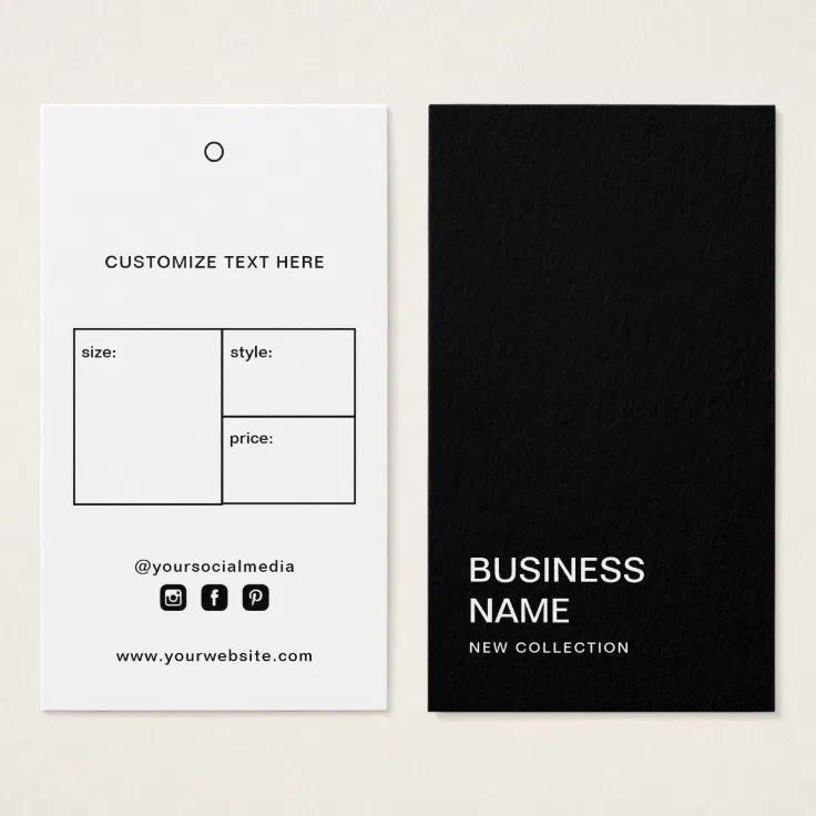 Business Logo Clothing Label Price Hang Tag | Zazzle