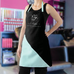 Business Logo Color Block Pattern Name Title Apron<br><div class="desc">This modern and simple business apron is perfect for any hairstylist, makeup artist, nail tech, esthetician, aesthetician, baker, cook, and many more professions. It features a place for your logo at the top, with your name and title on top of a black and mint green diagonal cut background. Just replace...</div>