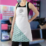 Business Logo Color Block Pattern Name Title Apron<br><div class="desc">This modern and simple business apron is perfect for any hairstylist, makeup artist, nail tech, esthetician, aesthetician, baker, cook, and many more professions. It features a place for your logo at the top, with your name and title on top of a white diagonal cute color block with a pattern of...</div>