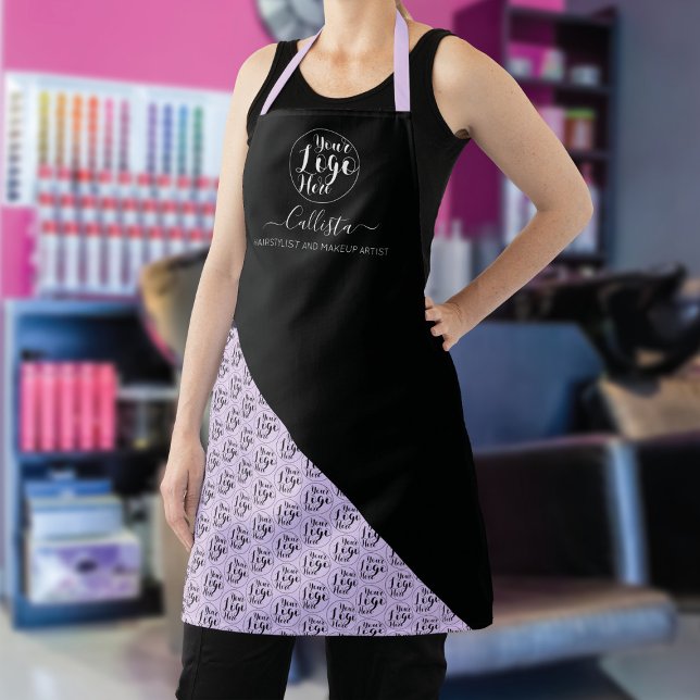 Business Logo Color Block Pattern Name Title Apron (Creator Uploaded)