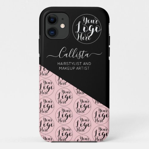 Business Logo Color Block Pattern Name Title iPhone 11 Case