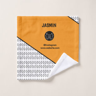 Business Logo Color Block Pattern Name Title Wash Cloth