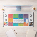 Business Logo Colorful Company 2026 Calendar Desk Mat<br><div class="desc">This colorful, fun business calendar desk mat is custom made with your professional company name under the the agent name above the fun colors for each month. This cute, modern office gift features your logo on one side and personalized photo on the other. Contemporary marketing tools for a corporation in...</div>