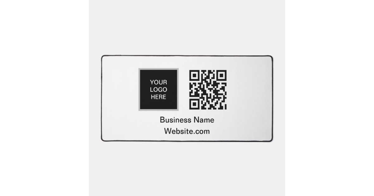 Business logo Company Black White QR Code Desk Mat | Zazzle