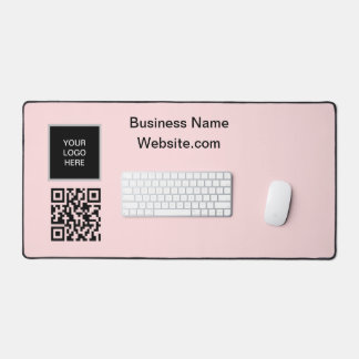 Business logo Company Blush Pink QR Code Desk Mat