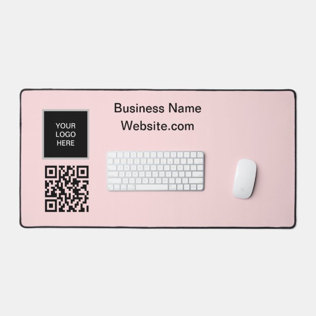 Business logo Company Blush Pink QR Code Desk Mat (Keyboard & Mouse)