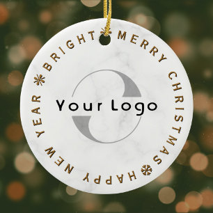 Business logo Company brand Christmas Simple gold Ceramic Ornament