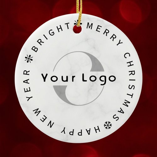 Business logo Company brand Christmas Simple white Ceramic Ornament