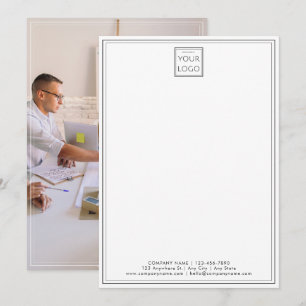 Business Logo Company Branded Photo Two Border  Note Card