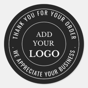 Business Logo Company Branded Thank You Black Classic Round Sticker