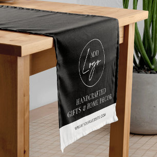 Business Logo Company Branded Trade Show Black Short Table Runner
