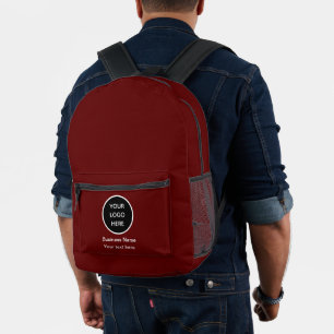 Business Logo Company Burgundy Promotional Printed Backpack