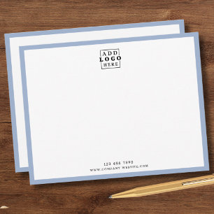 Business Logo Company Contact Dusty Blue Border Note Card